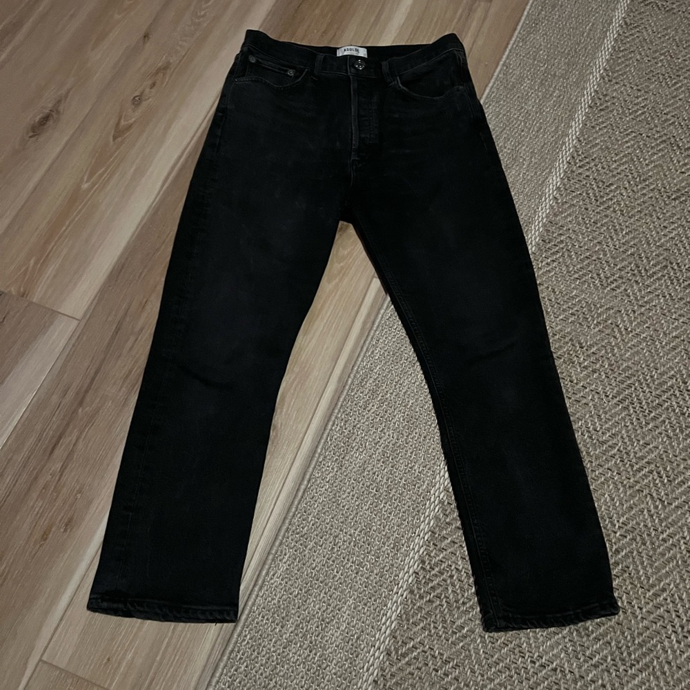 AGOLDE Women's Riley High Rise Straight Jeans Black 
Size 28
